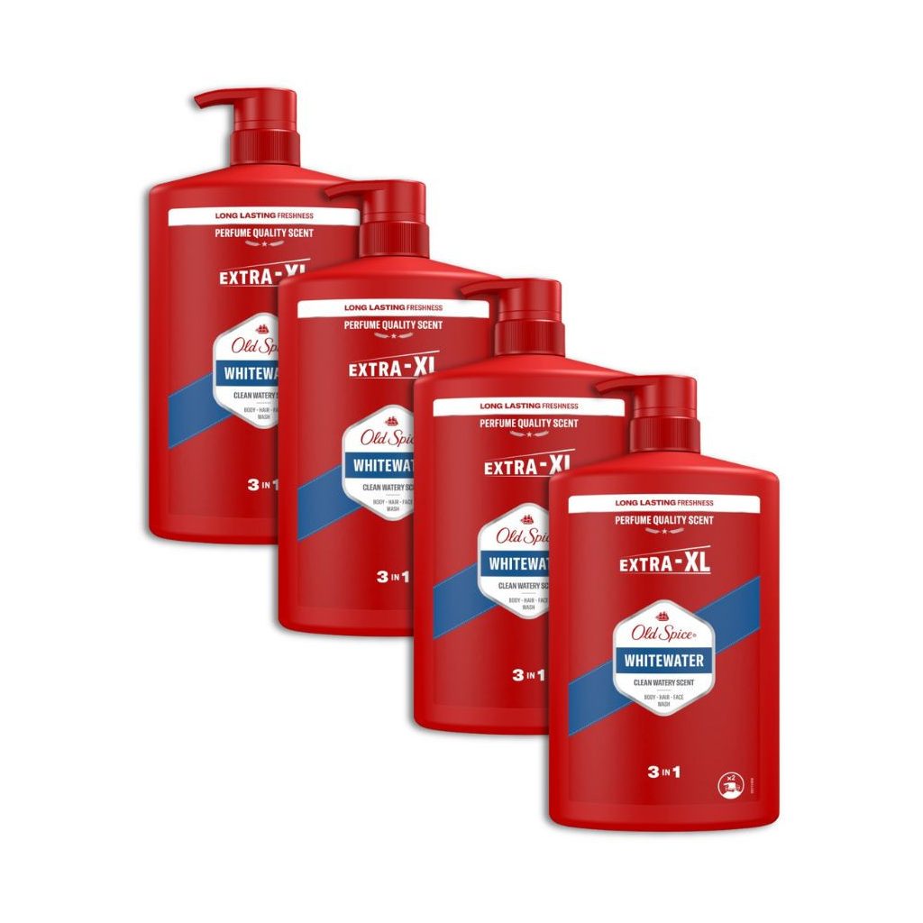 Old Spice Whitewater 3 az 1-ben Tusfürdő és Sampon (4x1000 ml)