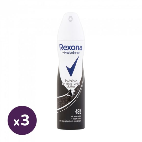 Rexona Invisible Black & White izzadásgátló spray 3x150 ml