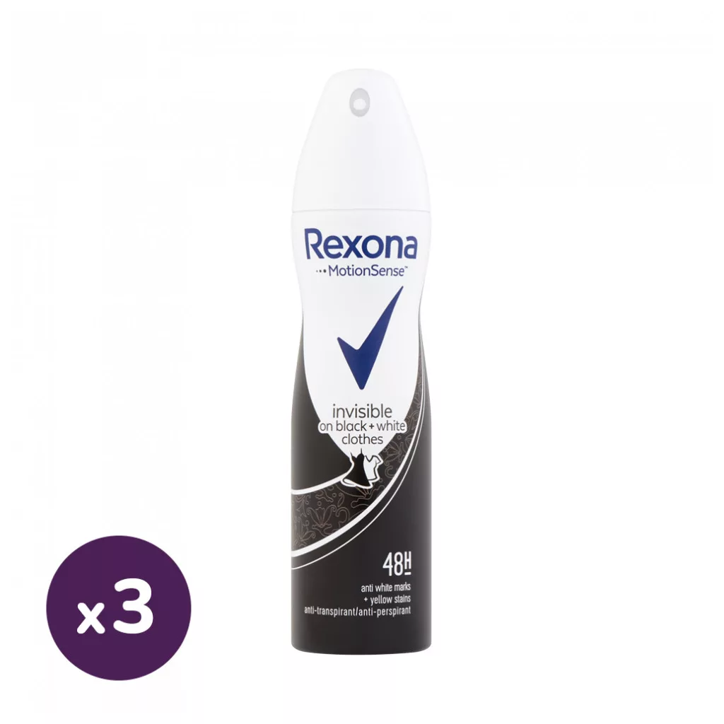 Rexona Invisible Black & White izzadásgátló spray 3x150 ml