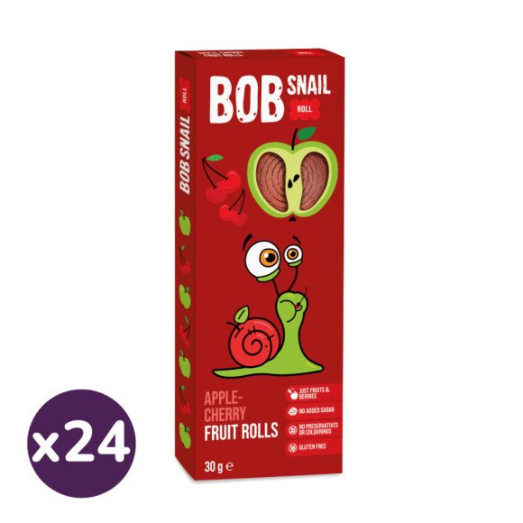 Bob Snail alma-meggy gyümölcstekercs (24x30 g)