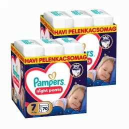   INGYENES SZÁLLÍTÁS - Pampers Night Pants bugyipelenka 7, 15+ kg HAVI PELENKACSOMAG 140 db