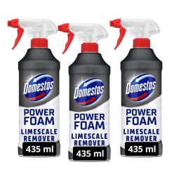   Domestos Power Foam WC és fürdőszoba tisztító hab spray, vízkóoldó (3x435 ml)
