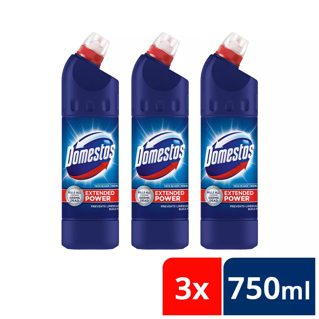 Domestos Extended Power fertőtlenítő hatású tisztítószer, original (3x750 ml)