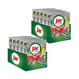   INGYENES SZÁLLÍTÁS - Jar Platinum Plus All-in-One mosogatókapszula Lemon (2x150 db) + AJÁNDÉK Jar Power Spray