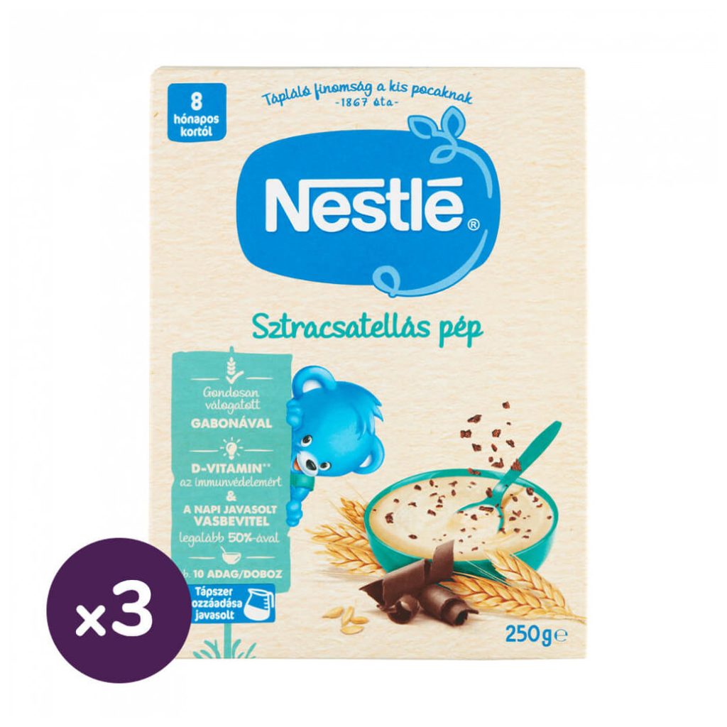 Nestlé Sztracsatellás/Stracciatellás pép bifidusszal 8 hó+ (3x250 g)