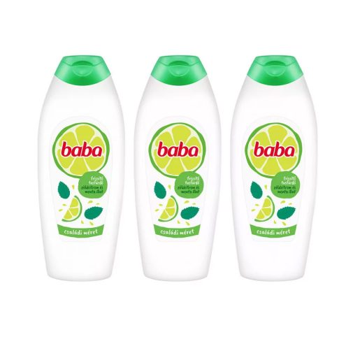 Baba tusfürdő zöldcitrommal és mentával 3x750 ml + ajándék matrica + ajándék törölköző