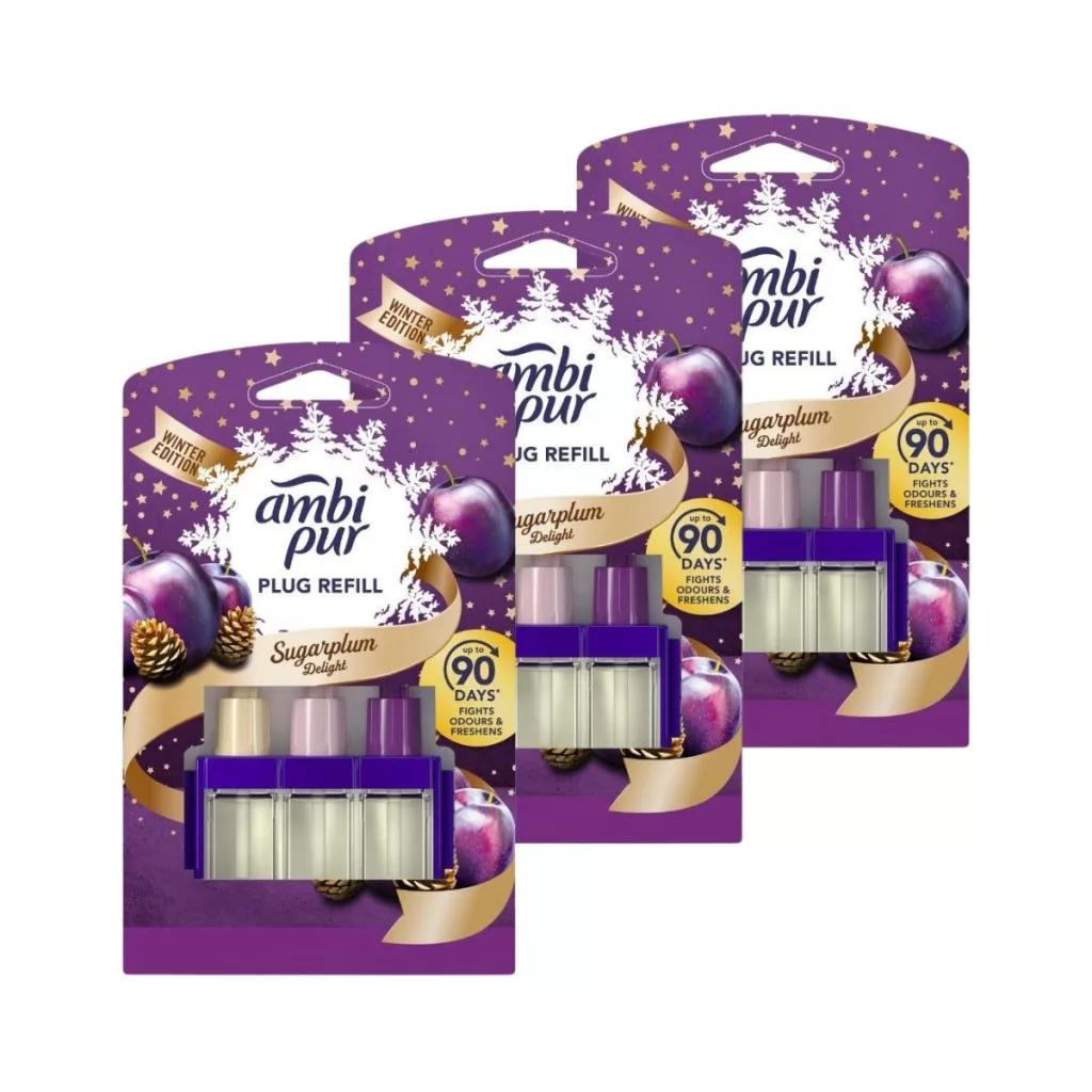 6x Ambi Pur Febreze 3Volution Lufterfrischer-Nachfüllungen – Sugarplum Delight Duft