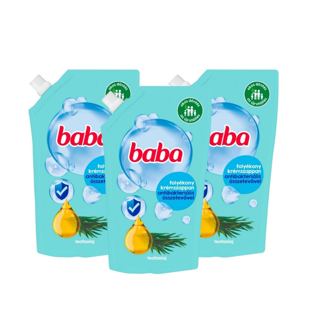Baba folyékony szappan utántöltő antibakteriális teafaolajjal (3x500 ml)