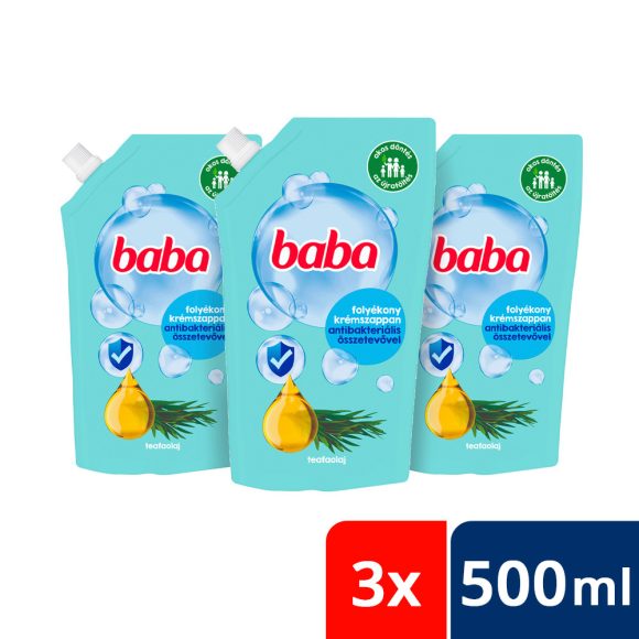 Baba folyékony szappan utántöltő antibakteriális teafaolajjal 3x500 ml