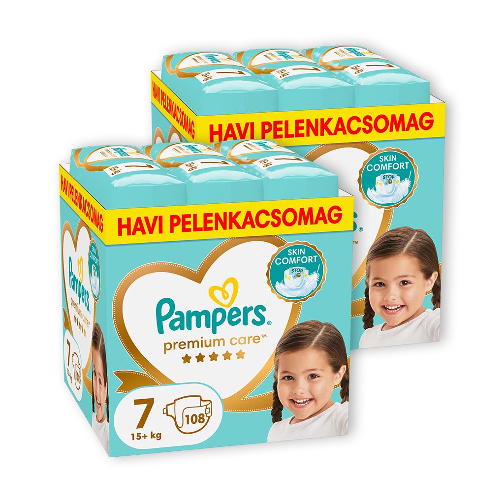 INGYENES SZÁLLÍTÁS - Pampers Premium Care pelenka 7, 15+ kg, HAVI PELENKACSOMAG 1+1 216 db