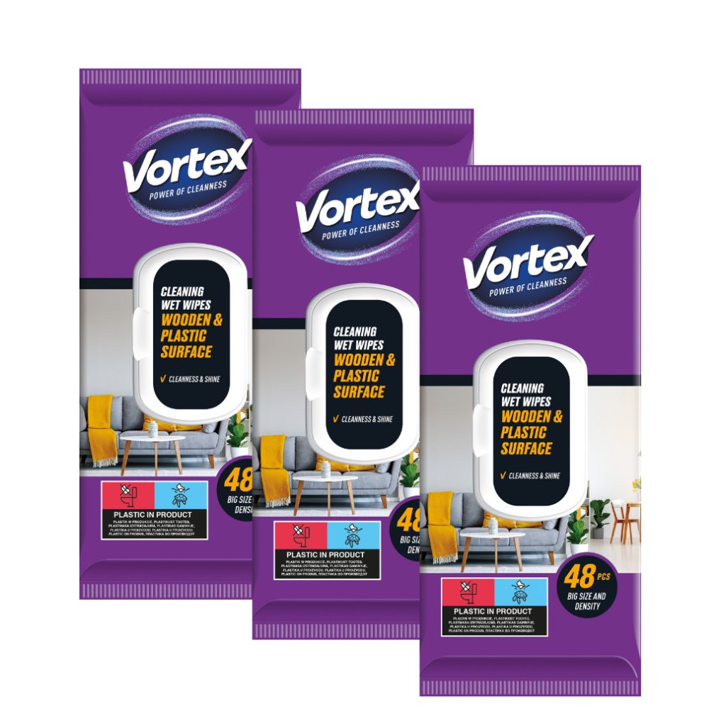 VORTEX fafelületek nedves törlőkendő (3x48 db)