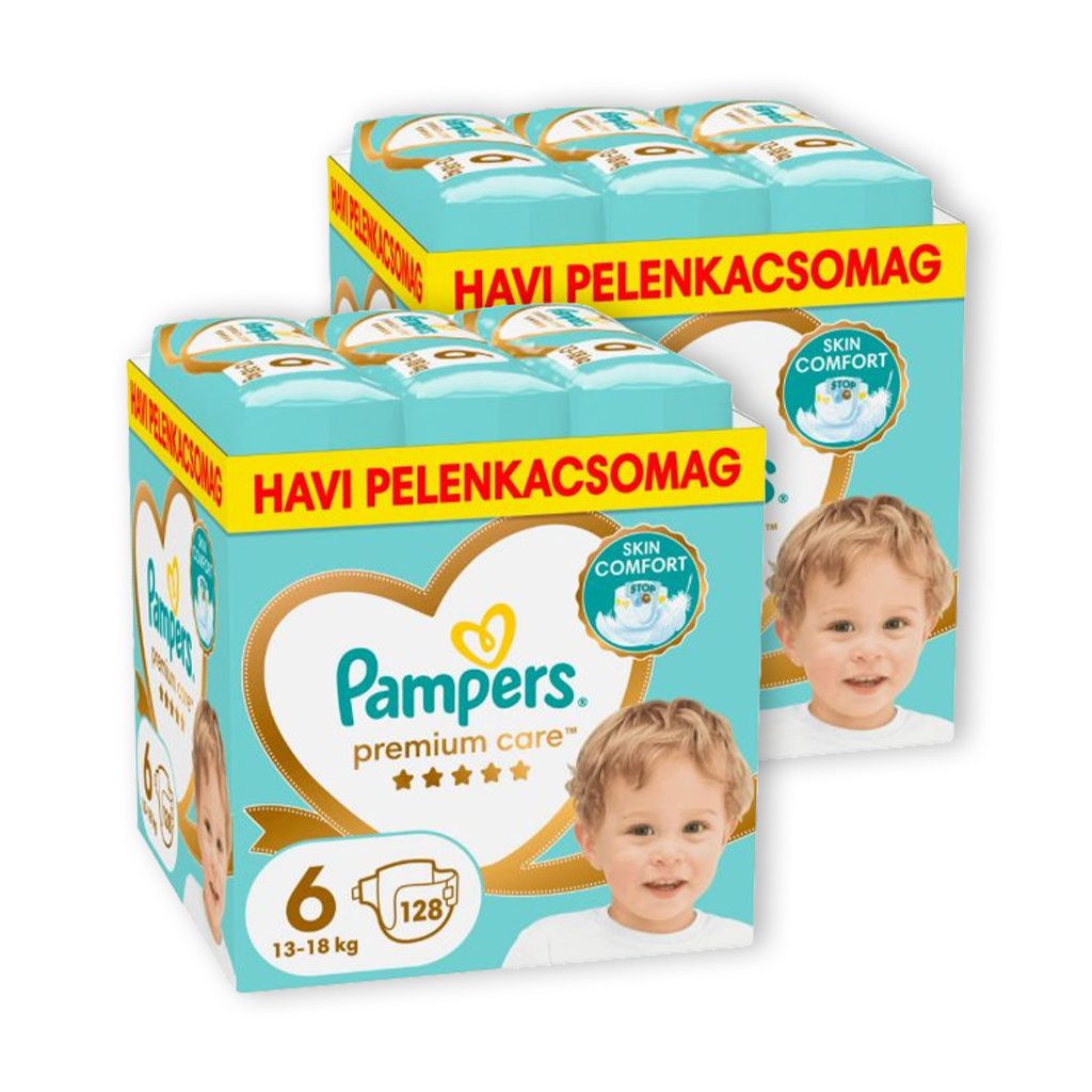 INGYENES SZÁLLÍTÁS - Pampers Premium Care pelenka 6, 13-18 kg, HAVI PELENKACSOMAG 1+1 256 db