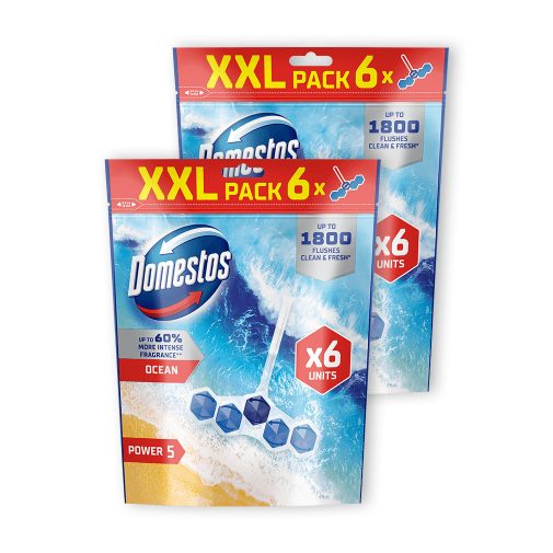 Domestos Power5 WC frissítő blokk, Ocean (2x6x50 g) + ajándék vileda
