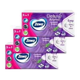   Zewa Deluxe Lavender Dreams 3 rétegű illatosított papírzsebkendő (3x90 db)