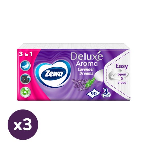 Zewa Deluxe Lavender Dreams 3 rétegű papírzsebkendő (3x90 db)