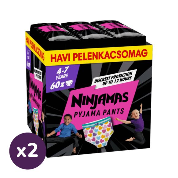 Pampers Ninjamas Pyjama Pants éjszakai bugyipelenka szívecskés 4-7, 17-30 kg, 120 db