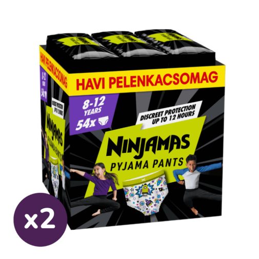INGYENES SZÁLLÍTÁS - Pampers Ninjamas Pyjama Pants éjszakai bugyipelenka űrhajós 8-12, 27-43 kg, 108 db