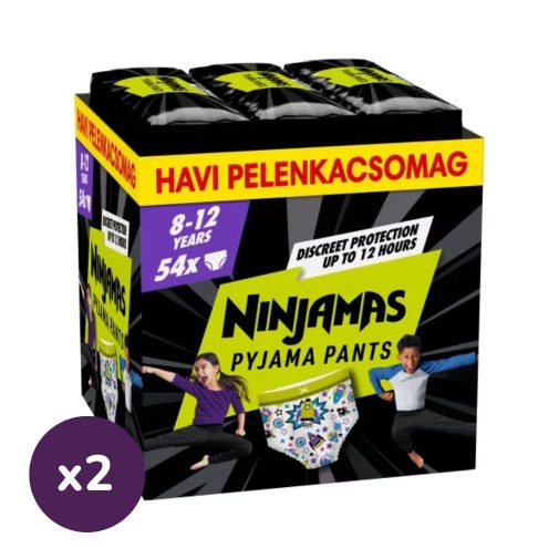 INGYENES SZÁLLÍTÁS - Pampers Ninjamas Pyjama Pants éjszakai bugyipelenka űrhajós 8-12, 27-43 kg, 108 db