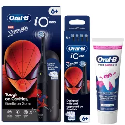   Oral-B Kids Pókember elektromos fogkefe utazótokkal + Oral-B Pro Kids Pókember pótfej csomag (4 db) + Oral-B Pro Junior fogkrém 6-12 éves korig (75 ml)