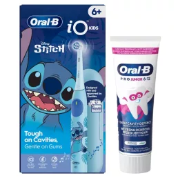   Oral-B Kids Stitch elektromos fogkefe utazótokkal + Oral-B Pro Junior fogkrém 6-12 éves korig (75 ml)