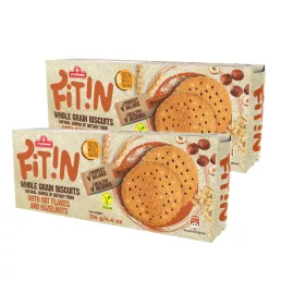 FIT IN teljes kiőrlésű zabkeksz mogyoróval (2x126 g)