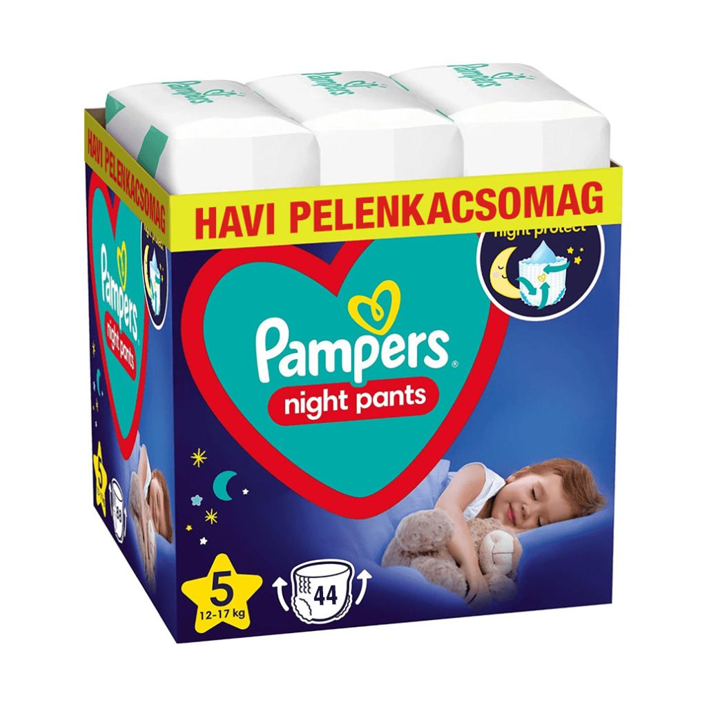 Pampers Night Pants bugyipelenka 5, 12-17 kg HAVI PELENKACSOMAG 44 db