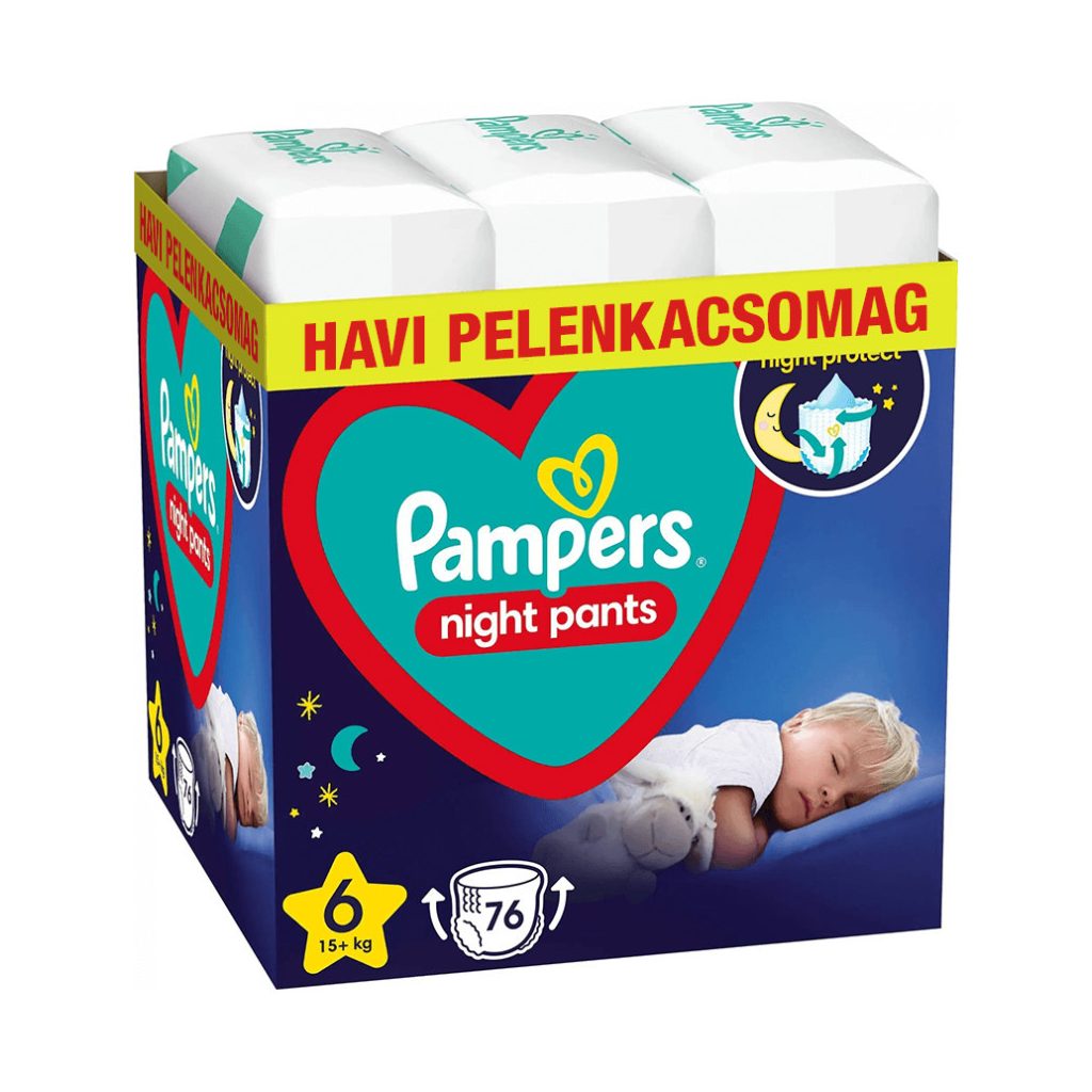 Pampers Night Pants bugyipelenka 6, 15+ kg HAVI PELENKACSOMAG 76 db