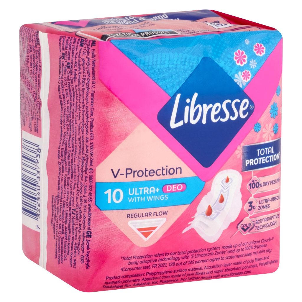 Libresse Ultra+ Deo Freshness & Protection enyhén illatosított szárnyas egészségügyi betét (2x10 db)