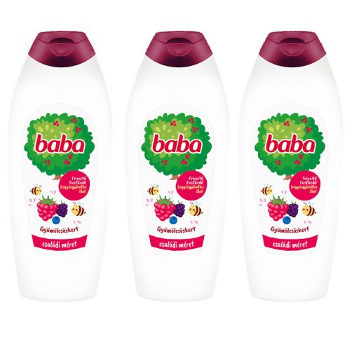 Baba tusfürdő bogyósgyümölcs illattal (3x750 ml) + ajándék matrica + ajándék törölköző