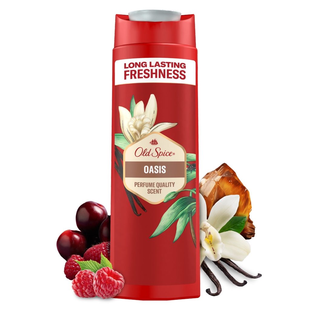 Old Spice Oasis 3 az 1-ben tusfürdő és sampon férfiaknak (2x400 ml)