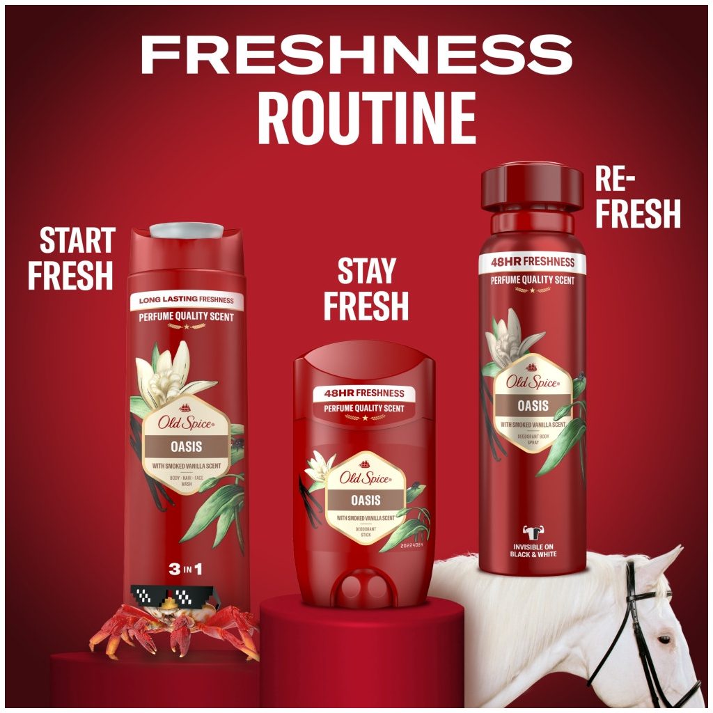 Old Spice Oasis 3 az 1-ben tusfürdő és sampon férfiaknak (2x400 ml)