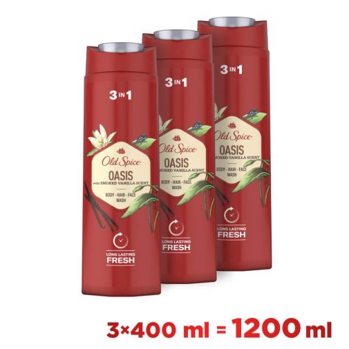 Old Spice Oasis 3 az 1-ben tusfürdő és sampon férfiaknak (3x400 ml)