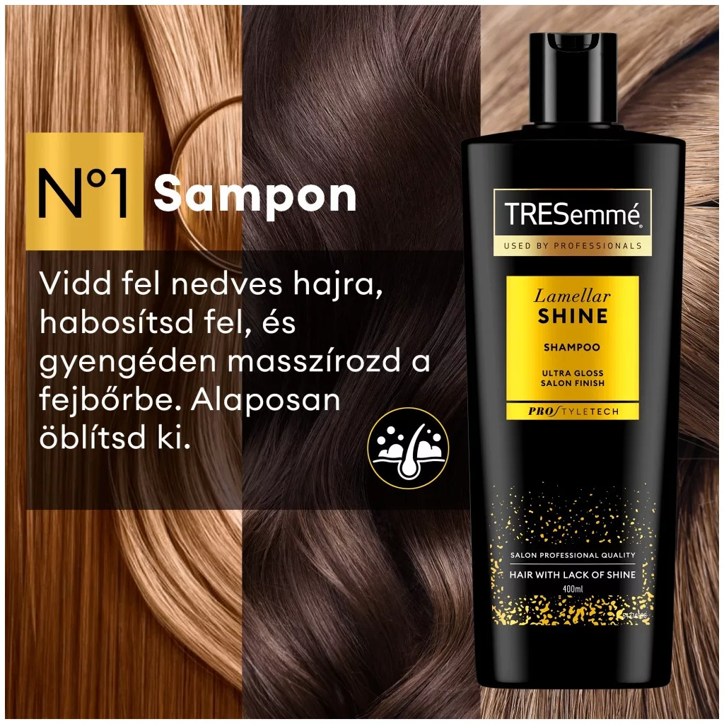 TRESemmé Lamellar Shine sampon (2x400 ml) + AJÁNDÉK hajturbán