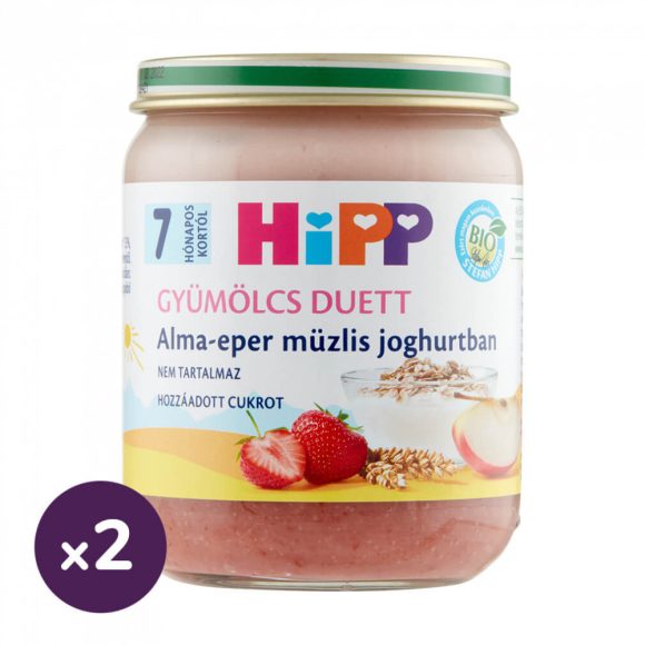 Hipp BIO alma-eper müzlis joghurtban, 7 hó+ (2x160 g)
