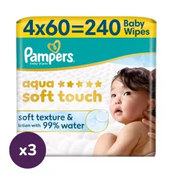 Pampers Aqua Soft Touch nedves törlőkendő 3x4x60 db