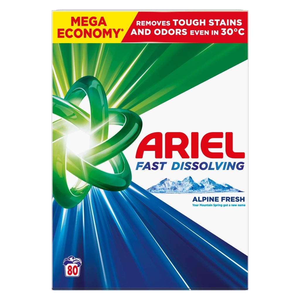 INGYENES  SZÁLLÍTÁS - Ariel mosópor, Mountain Spring 2x4,4 kg (160 mosás)