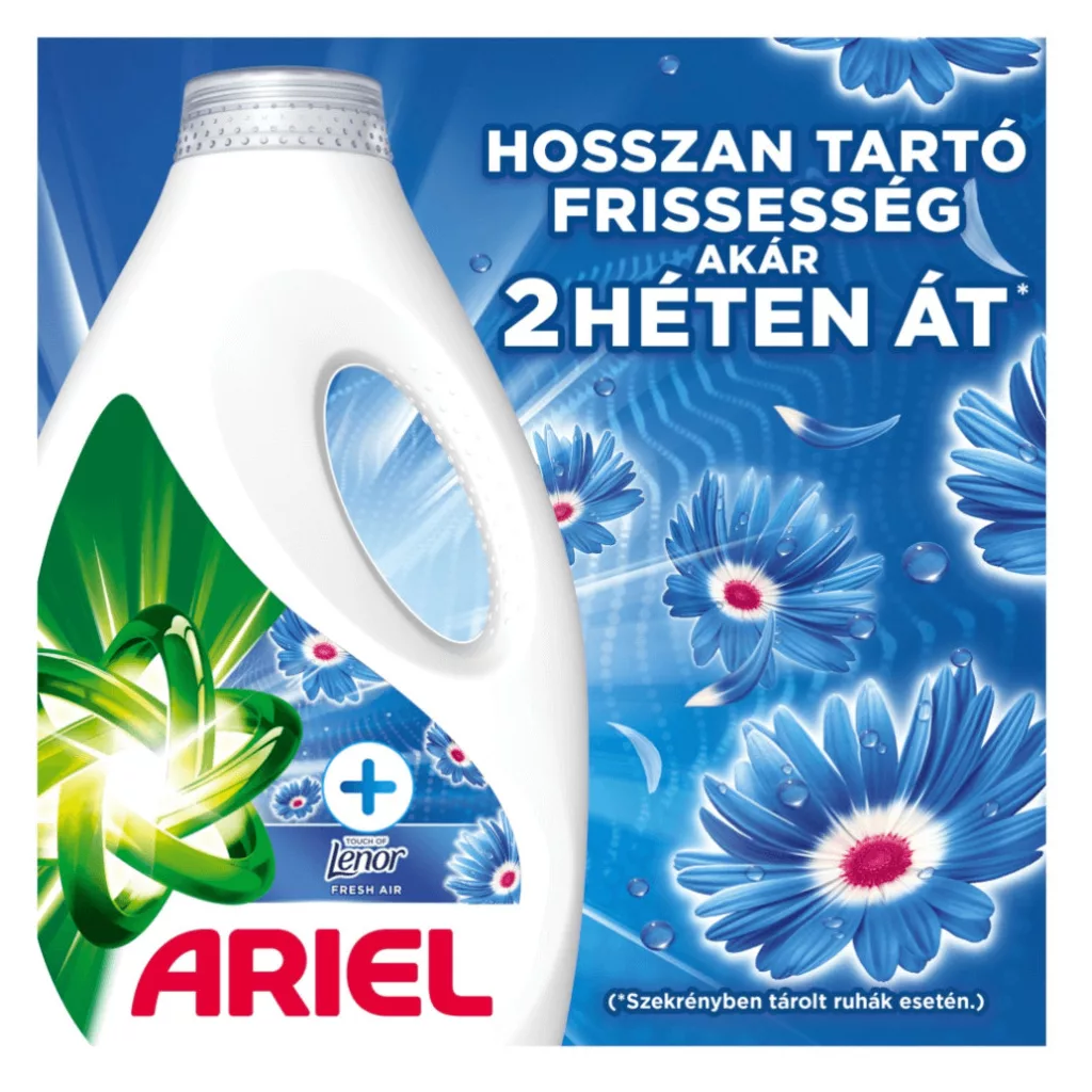 Ariel Turbo Clean Touch of Lenor Fresh Air folyékony mosószer 3x3 liter (180 mosás)