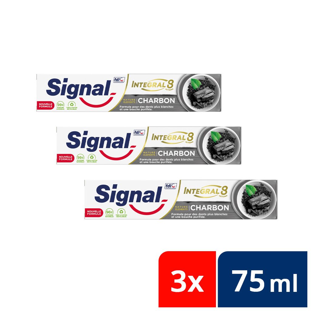 Signal Nature Elements fogkrém aktív szénnel 3x75 ml