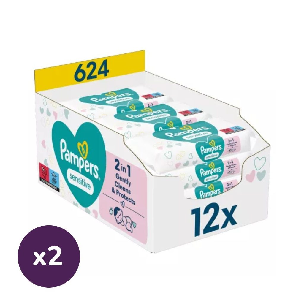 Pampers Sensitive nedves törlőkendő 2x12x52 db