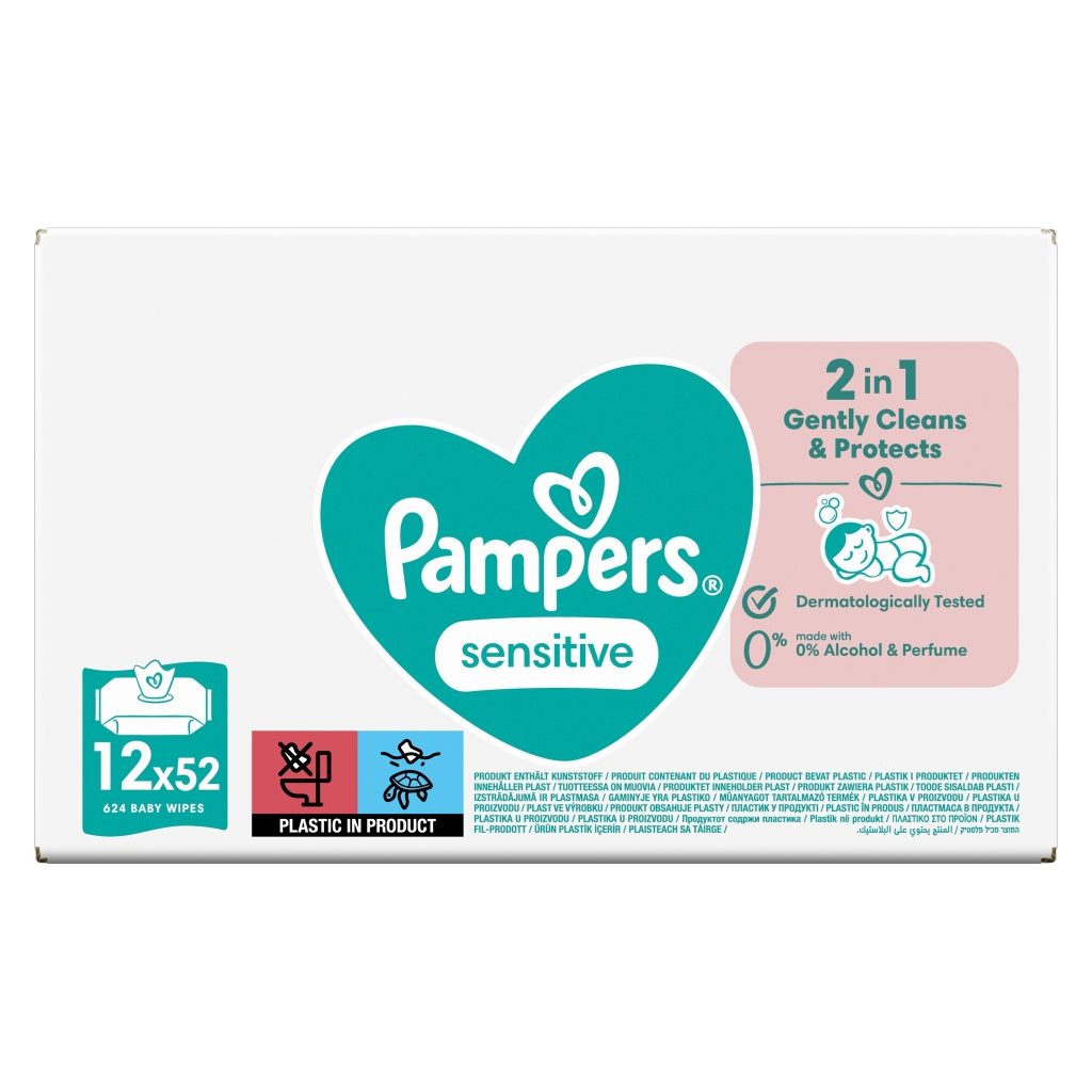 Pampers Sensitive nedves törlőkendő 2x12x52 db