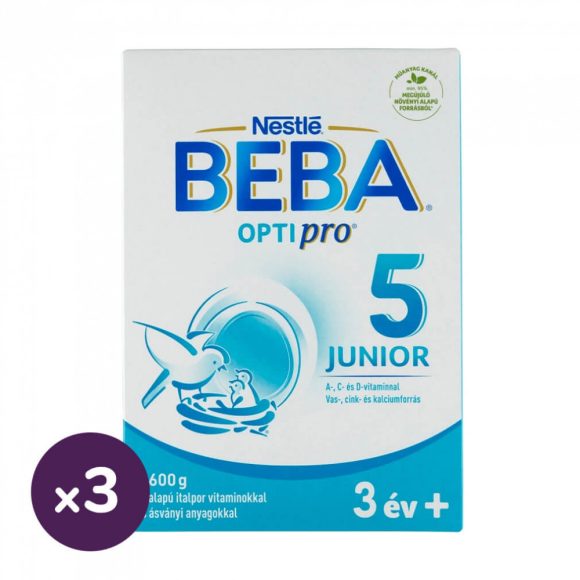 BEBA OptiPro 5 Junior tejalapú italpor vitaminokkal és ásványi anyagokkal 36 hó+ (3x600 g)