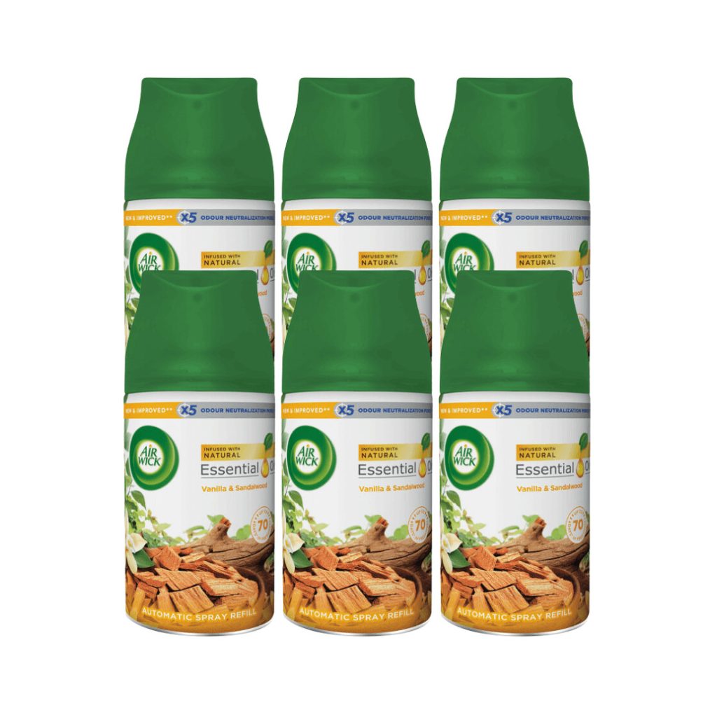 Air Wick Freshmatic Automata Légfrissítő spray utántöltő, Vanília és szantálfa (6x250 ml)