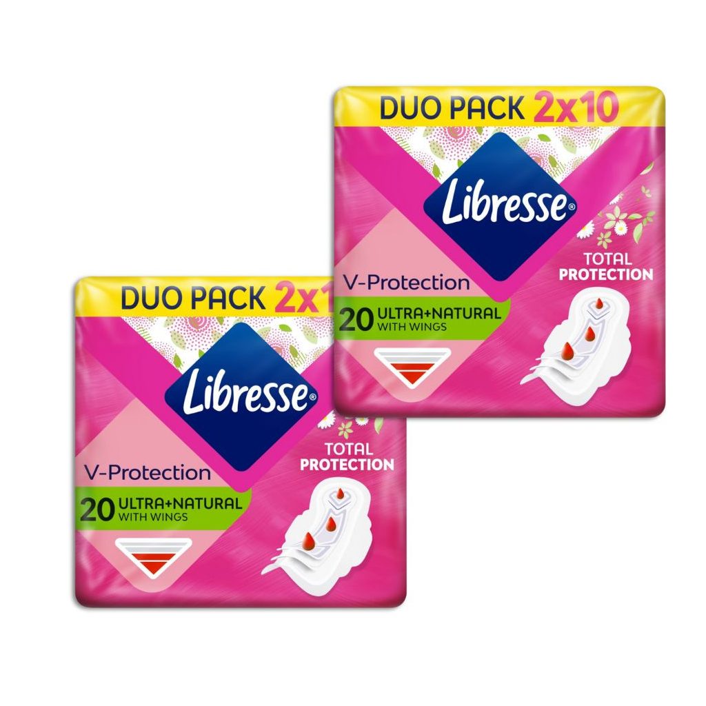 Libresse Ultra+ Natural szárnyas egészségügyi betét aloe vera kivonattal (4x10 db)