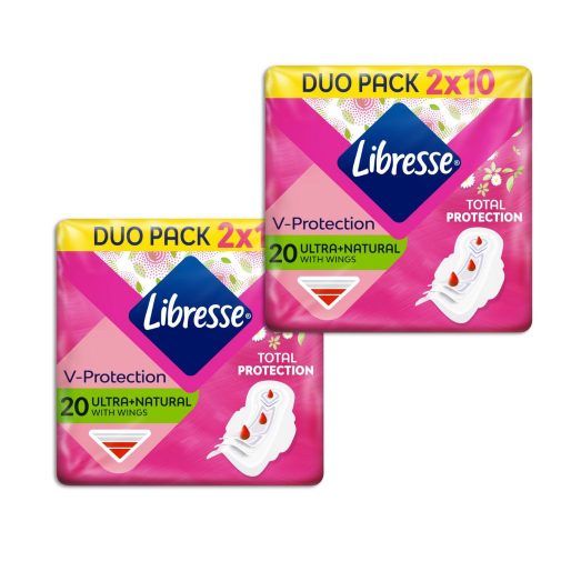 Libresse Ultra+ Natural szárnyas egészségügyi betét aloe vera kivonattal (4x10 db)