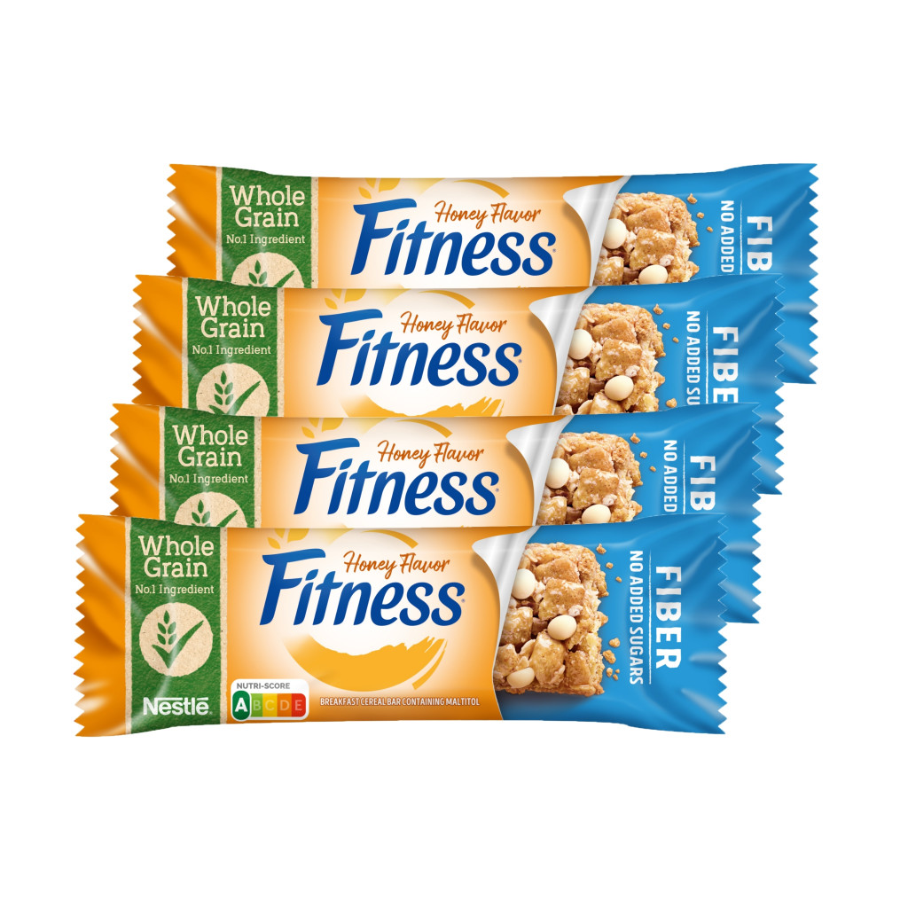 Nestlé Fitness Multigrain Fibre Honey- Fehér csokoládéval szórt méz ízű gabonapehely-szelet édesítőszerrel (4x20 g)
