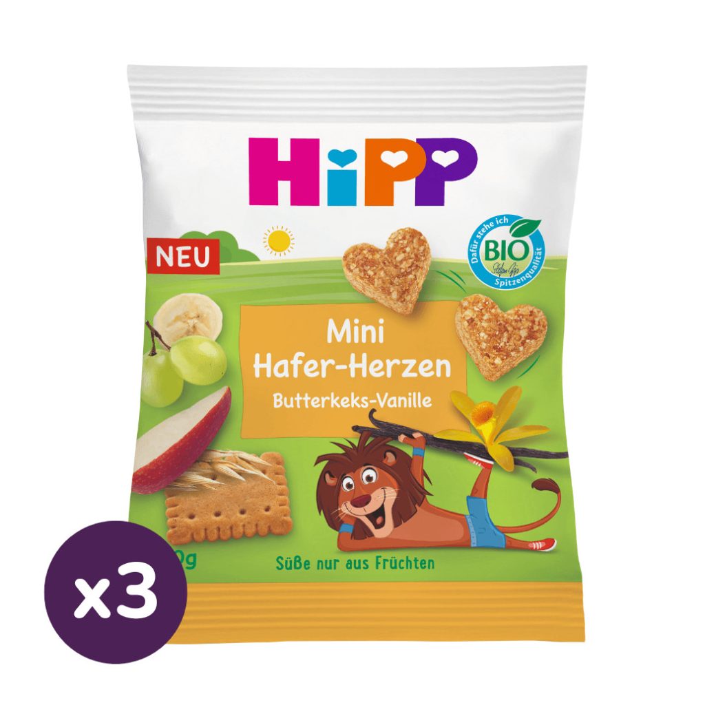 Hipp Mini zabszívek vaníliás vajas keksz 12 hó+ (3x40 g)