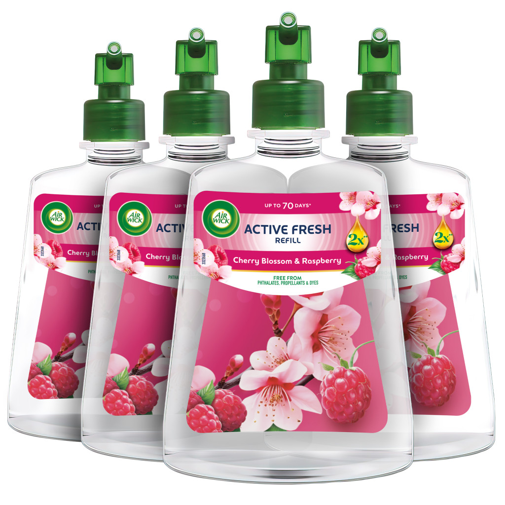 Air Wick Active Fresh Automata Légfrissítő spray utántöltő, Cseresznyevirág és málna (4x228 ml)