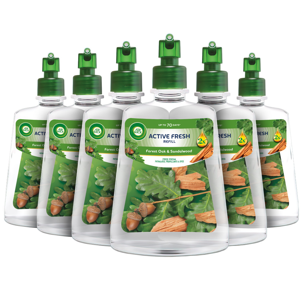 Air Wick Active Fresh Automata Légfrissítő spray utántöltő, Erdei tölgy és szantálfa (6x228 ml)
