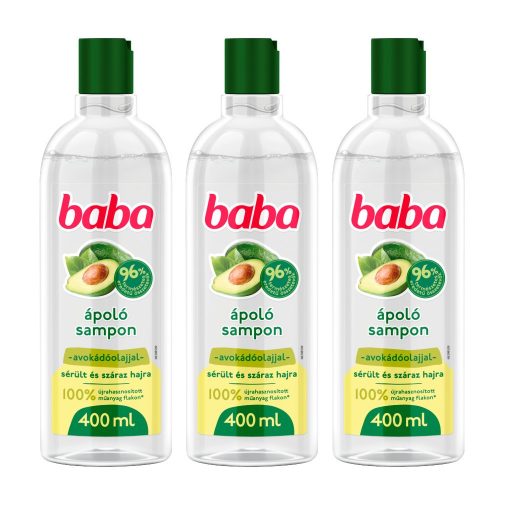 Baba sampon, avokádóolajjal sérült és száraz hajra (3x400 ml) + ajándék törölköző