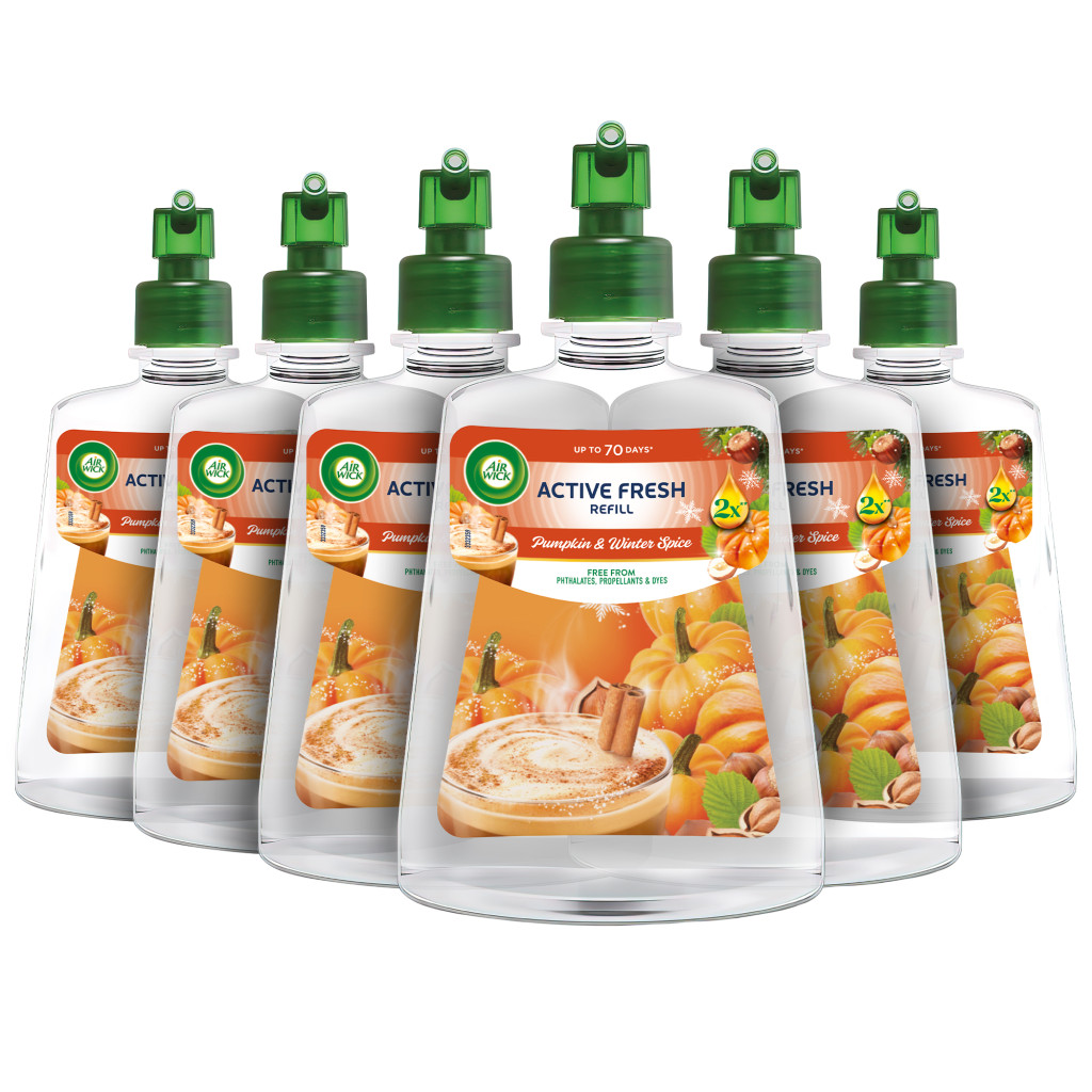 Air Wick Active Fresh Automata Légfrissítő spray utántöltő, Fűszeres sütőtök varázs (6x228 ml)